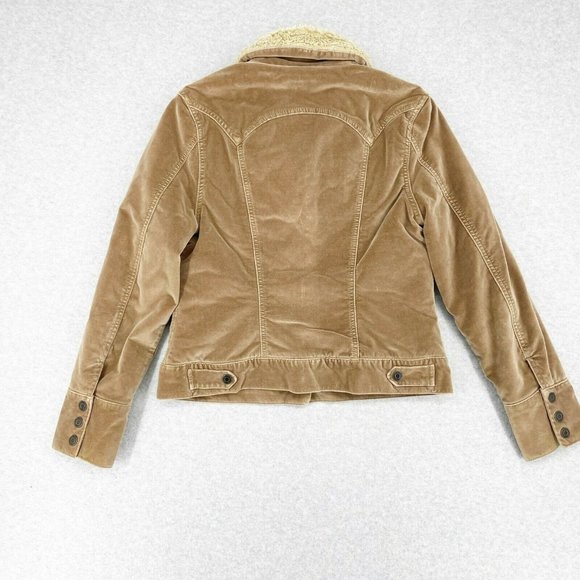 GAP y2k Brown Velour Penny Lane Velour Sherpa Jacket Womens Size Medium Utility - Picture 9 of 9